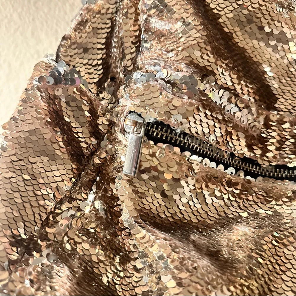 MalPolc Rose Gold Silver Sequin Backpack
